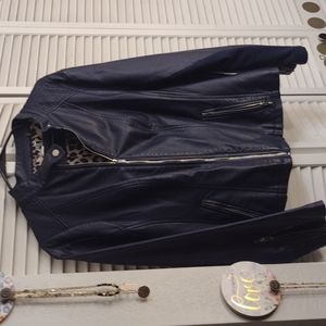 Dark blue faux leather jacket